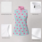 Hibiscus Summer Women's Sleeveless Zip Polo