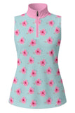 Hibiscus Summer Women's Sleeveless Zip Polo